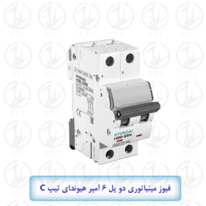 فیوز مینیاتوری دو پل 6 آمپر هیوندای تیپ C